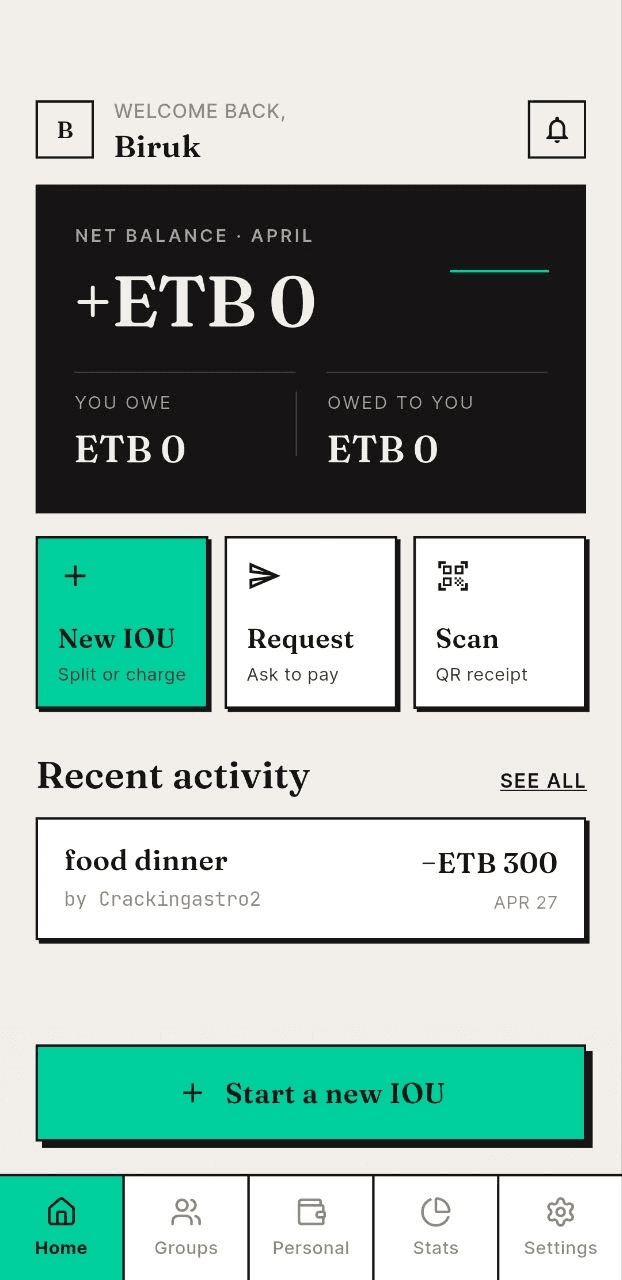 EDA — Shared Expense Tracker screenshot
